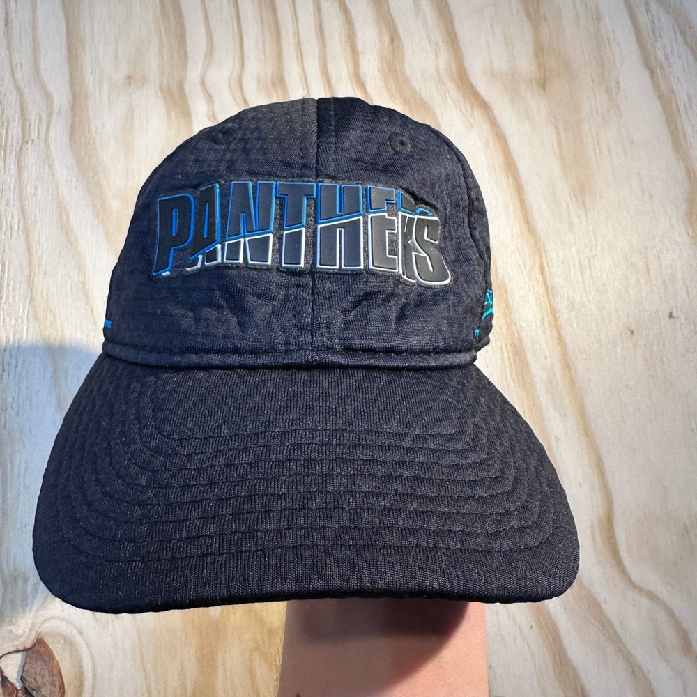 New Era OSFM Mens Black Carolina Panthers NFL Training Adjustable Hat 9TWENTY